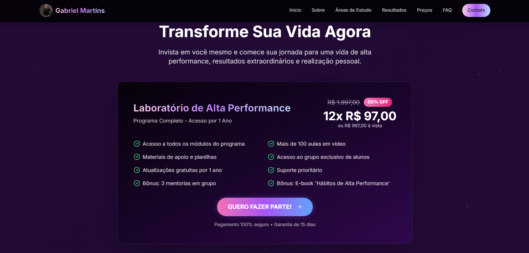 Página de Lançamento - Produto Digital